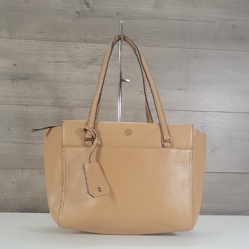 Tory Burch Tan Leather Tote Bag with Shoulder Straps